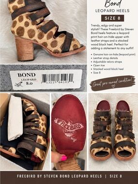 Freebird by Steven Leopard Print Hair-on-Hide Block Heel Sandals - Brown Tan